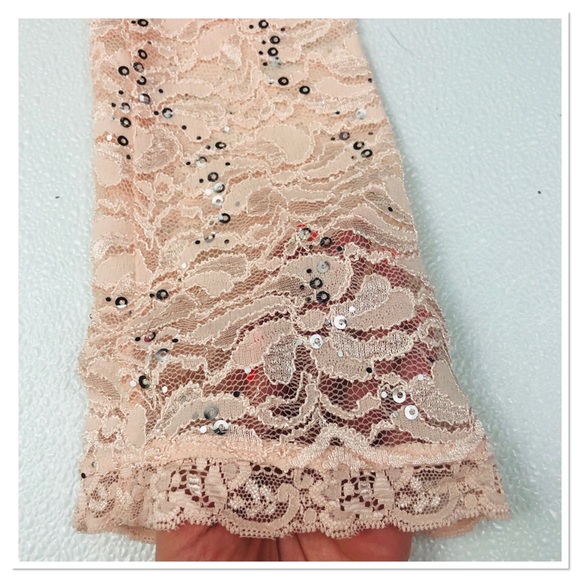 Sequin Hearts blush pink one shoulder lace dress - Picture 3 of 6